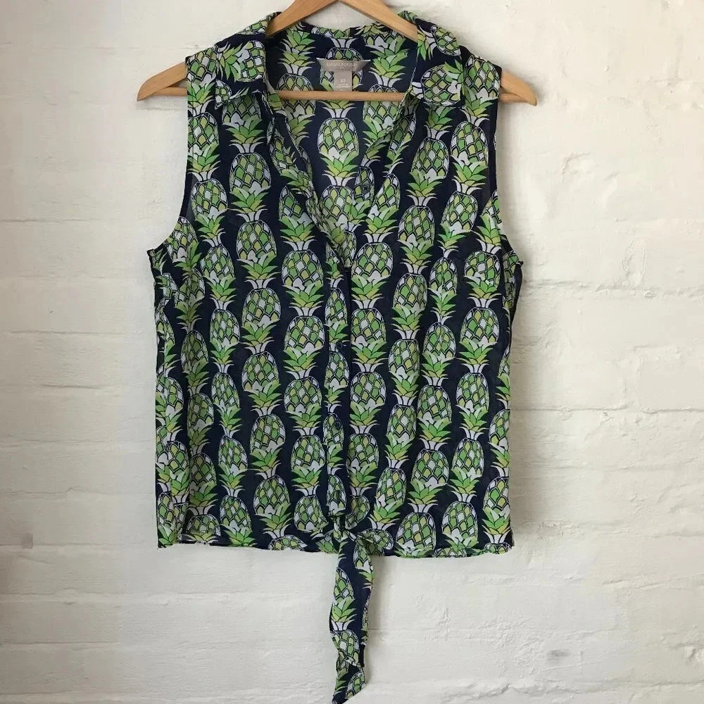 Banana Republic Pineapple Sleeveless Top XSmall